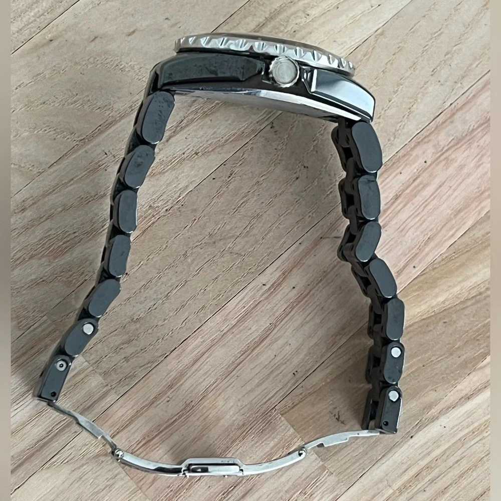Armitron Ceramic Ladies Watch Now Model Black Ceramic Black Dial Stainless Hands